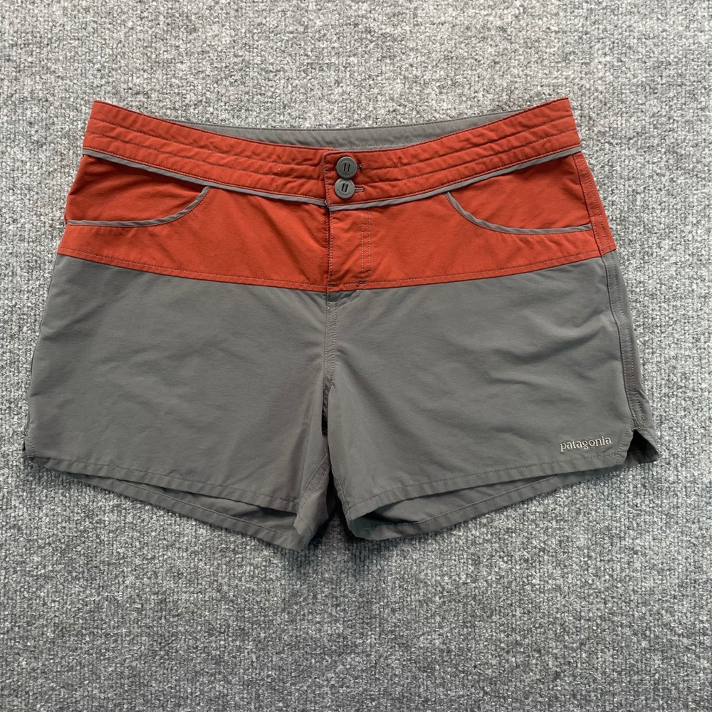 Patagonia Barely Baggies Shorts Women's 10 Gray Orange Active Outdoor